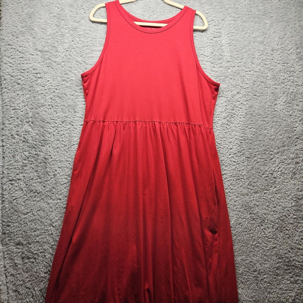 Croft & Barrow Womens Red Maxi Dress Size 2X Cotton Stretch Pockets Basic